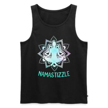 Namastizzle Meditating Mandala Yoga - Männer Premium Bio Tank Top - Schwarz - Vorne - AI Model Male 178 light (178cm)
