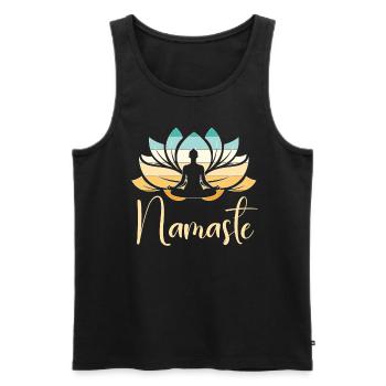 Namaste Lotus Flower Meditation Yoga - Männer Premium Bio Tank Top - Schwarz - Vorne - AI Model Male 178 light (178cm)