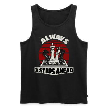 Always 3 Steps Ahead Funny Chess Player - Men's Premium Organic Tank Top - black - Front - AI Model Male 178 light (178cm)