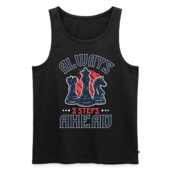 Always 3 Steps Ahead Funny Chess Player - Men's Premium Organic Tank Top - black - Front - AI Model Male 178 light (178cm)