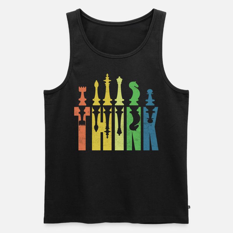 Think Funny Chess Player - Männer Premium Bio Tank Top - Schwarz