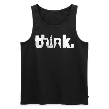 Think Funny Chess Player - Männer Premium Bio Tank Top - Schwarz - Vorne - Michal (187cm)