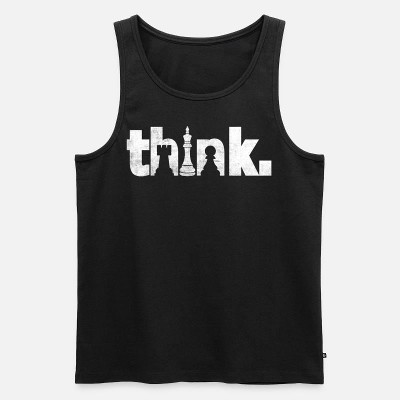 Think Funny Chess Player - Männer Premium Bio Tank Top - Schwarz