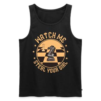 Watch Me Steal Your Girl Funny Chess Player - Männer Premium Bio Tank Top - Schwarz - Vorne - Michal (187cm)