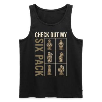 Check Out My Sixpack Funny Chess Player - Männer Premium Bio Tank Top - Schwarz - Vorne - Michal (187cm)