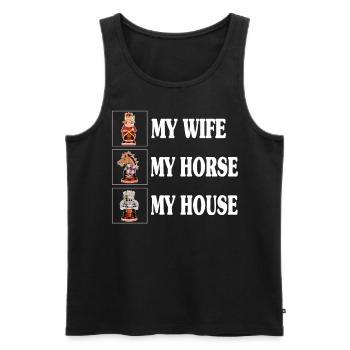 My Wife My Horse My House Funny Chess Player - Männer Premium Bio Tank Top - Schwarz - Vorne - Michal (187cm)