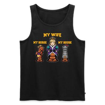 My Wife My Horse My House Funny Chess Player - Männer Premium Bio Tank Top - Schwarz - Vorne - Michal (187cm)