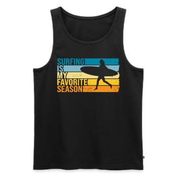 Le surf est ma saison préférée - Débardeur bio Premium Homme - noir - Devant - Michal (187cm)
