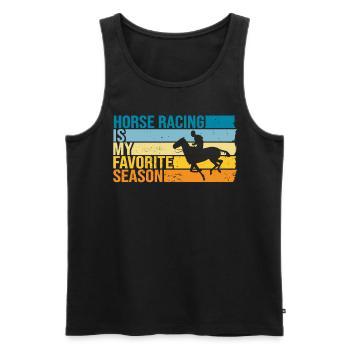 Les courses de chevaux sont ma saison préférée - Débardeur bio Premium Homme - noir - Devant - Michal (187cm)