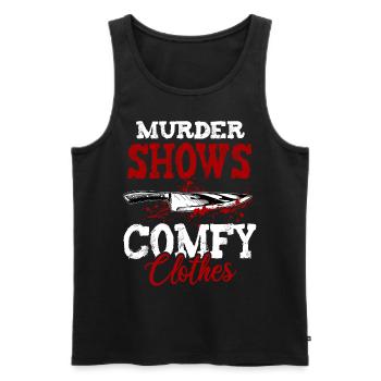Murder Shows and Comfy Clothes - Men's Premium Organic Tank Top - black - Front - AI Model Male 178 light (178cm)
