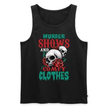 Murder Shows and Comfy Clothes - Men's Premium Organic Tank Top - black - Front - AI Model Male 178 light (178cm)