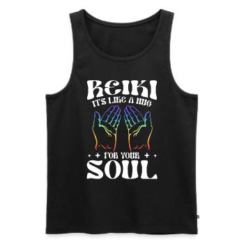 Energie Chakra Holistique Healing Mains Reiki - Débardeur bio Premium Homme - noir - Devant - Michal (187cm)