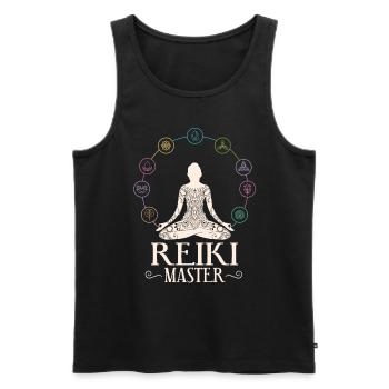 Chakra Holistique Healing Mains Bouddha Reiki Maître - Débardeur bio Premium Homme - noir - Devant - Michal (187cm)