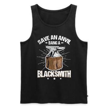 Sauver une enclume - Bang A Blacksmith Funny Blacksmith - Débardeur bio Premium Homme - noir - Devant - Michal (187cm)
