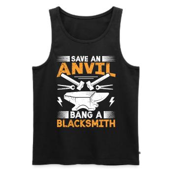 Save An Anvil - Bang A Blacksmith drôle de forgeron - Débardeur bio Premium Homme - noir - Devant - Michal (187cm)