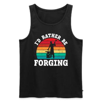 I'd Rather Be Forging Anvil Blacksmith - Men's Premium Organic Tank Top - black - Front - Michal (187cm)