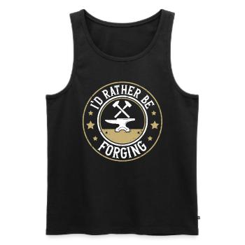 I'd Rather Be Forging Anvil Blacksmith - Men's Premium Organic Tank Top - black - Front - Michal (187cm)