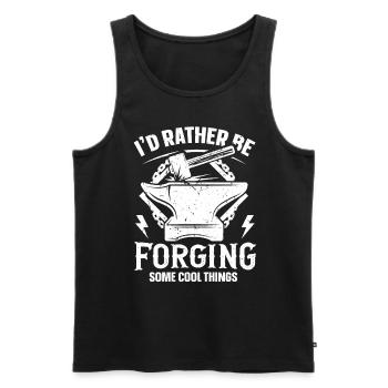 I'd Rather Be Forging Anvil Blacksmith - Men's Premium Organic Tank Top - black - Front - Michal (187cm)