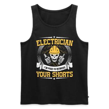 Nous vous allumons toujours électricien - Débardeur bio Premium Homme - noir - Devant - AI Model Male 178 light (178cm)