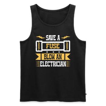 Nous vous allumons toujours électricien - Débardeur bio Premium Homme - noir - Devant - AI Model Male 178 light (178cm)