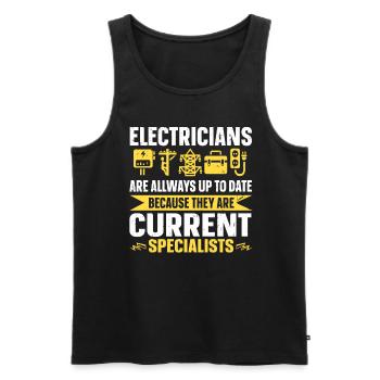 Nous vous allumons toujours électricien - Débardeur bio Premium Homme - noir - Devant - AI Model Male 178 light (178cm)