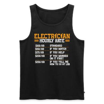 Nous vous allumons toujours électricien - Débardeur bio Premium Homme - noir - Devant - AI Model Male 178 light (178cm)