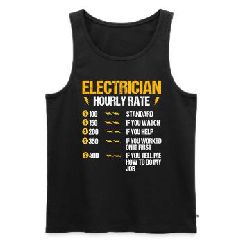 Nous vous allumons toujours électricien - Débardeur bio Premium Homme - noir - Devant - AI Model Male 178 light (178cm)