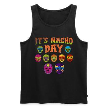 Luchador masque son jour nacho - Débardeur bio Premium Homme - noir - Devant - AI Model Male 178 light (178cm)