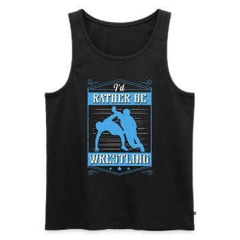I'd Rather Be Wrestling Wrestling Gift - Men's Premium Organic Tank Top - black - Front - AI Model Male 178 light (178cm)