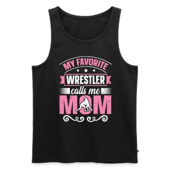Mon lutteur préféré m’appelle maman lutte maman - Débardeur bio Premium Homme - noir - Devant - AI Model Male 178 light (178cm)