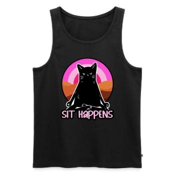 Sit Happens Funny Yoga - Männer Premium Bio Tank Top - Schwarz - Vorne - Michal (187cm)