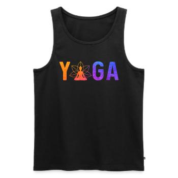 Simple Minimalistic Yoga - Männer Premium Bio Tank Top - Schwarz - Vorne - Michal (187cm)