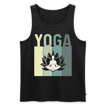 Minimalistic Lotus Flower Meditating Yoga - Männer Premium Bio Tank Top - Schwarz - Vorne - Michal (187cm)