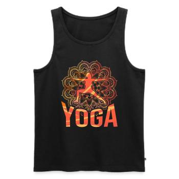 Mandala Warrior Pose Yoga - Men's Premium Organic Tank Top - black - Front - AI Model Male 178 light (178cm)