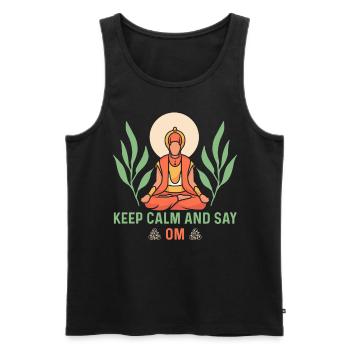 Keep Calm and Say OM Yoga - Männer Premium Bio Tank Top - Schwarz - Vorne - Michal (187cm)