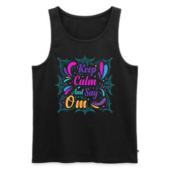 Keep Calm and Say OM Yoga - Männer Premium Bio Tank Top - Schwarz - Vorne - Michal (187cm)