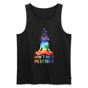 Don't Hate Meditate Meditating Buddha Yoga - Men's Premium Organic Tank Top - black - Front - AI Model Male 178 light (178cm)