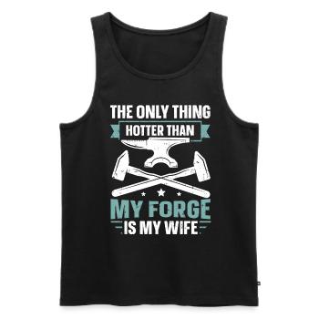 Hotter Than My Forge Is My Wife Anvil Blacksmith - Men's Premium Organic Tank Top - black - Front - Michal (187cm)