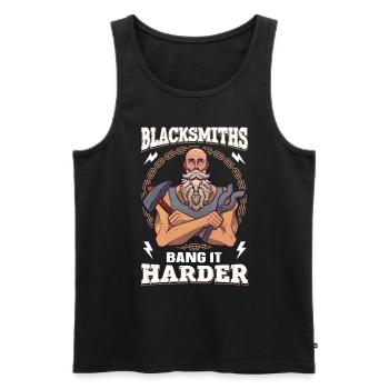 Blacksmiths Bang It Harder lustiger Schmied - Männer Premium Bio Tank Top - Schwarz - Vorne - Michal (187cm)