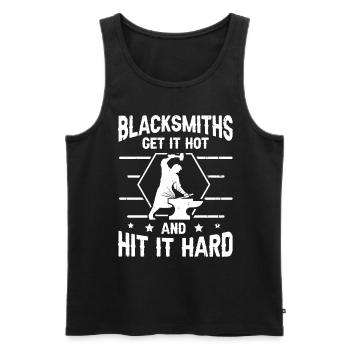 Blacksmiths Get It Hot & Hit It Hard Blacksmith - Men's Premium Organic Tank Top - black - Front - Michal (187cm)