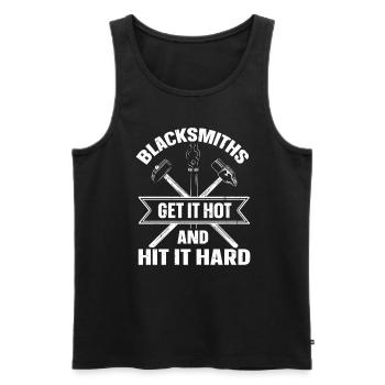 Blacksmiths Get It Hot & Hit It Hard Blacksmith - Men's Premium Organic Tank Top - black - Front - Michal (187cm)