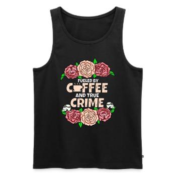 Je cours sur le café et le vrai crime - Débardeur bio Premium Homme - noir - Devant - Michal (187cm)