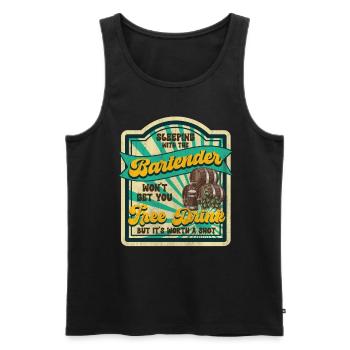 Sleeping With A Bartender Funny Bartender - Men's Premium Organic Tank Top - black - Front - Michal (187cm)
