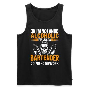 Juste un barman faisant ses devoirs Barman drôle - Débardeur bio Premium Homme - noir - Devant - Michal (187cm)