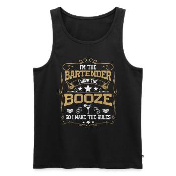 I Have The Booze So I Make The Rules Barkeeper - Men's Premium Organic Tank Top - black - Front - Michal (187cm)