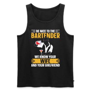 Nous connaissons votre femme et votre petite amie Barman - Débardeur bio Premium Homme - noir - Devant - Michal (187cm)