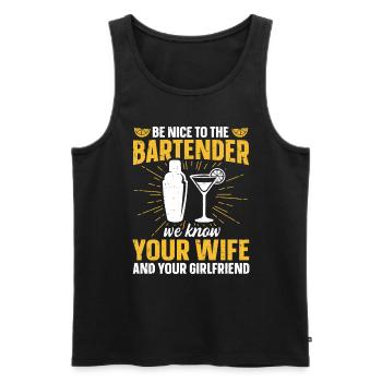 Nous connaissons votre femme et votre petite amie Barman - Débardeur bio Premium Homme - noir - Devant - Michal (187cm)