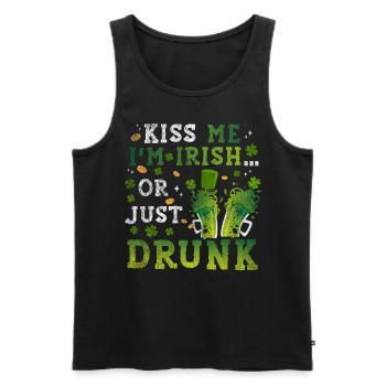 Kiss Me at Irish Or Just Drunk St Patrick's Day - Men's Premium Organic Tank Top - black - Front - AI Model Male 178 light (178cm)