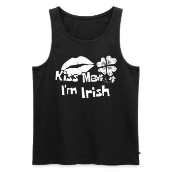 Kiss Me Im Irish Funny St Patricks Day - Männer Premium Bio Tank Top - Schwarz - Vorne - AI Model Male 178 light (178cm)
