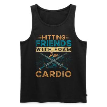 Hitting Friends With Foam Is My Cardio Rollenspiel - Männer Premium Bio Tank Top - Schwarz - Vorne - AI Model Male 178 light (178cm)